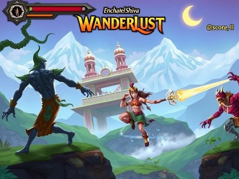 Enchanted Shiva Wanderlust combat scene with mythological creatures